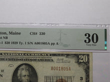 Load image into Gallery viewer, $20 1929 Lewiston Maine National Currency Bank Note Bill Charter #330 VF30 PMG