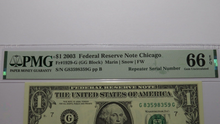 Load image into Gallery viewer, $1 2003 Repeater Serial Number Federal Reserve Currency Bank Note Bill UNC66EPQ