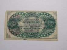 Load image into Gallery viewer, $.03 1870&#39;s Poughkeepsie New York Obsolete Currency Note Eastman College