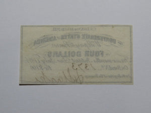 $4 1861 Confederate Bond Coupon Certificate Currency Bank Note Bill UNC