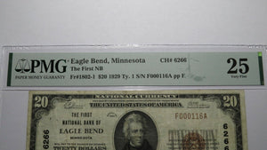 $20 1929 Eagle Bend Minnesota MN National Currency Bank Note Bill #6266 VF25 PMG