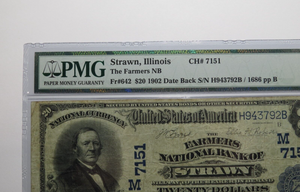 $20 1902 Strawn Illinois IL National Currency Bank Note Bill Ch. #7151 PMG VF20