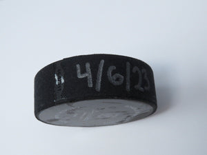 2022-23 Colorado Avalanche San Jose Sharks Game Used NHL Puck Rantanen Hat Trick