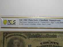 Load image into Gallery viewer, $20 1902 Clearfield Pennsylvania National Currency Bank Note Bill #855 F15 PCGS