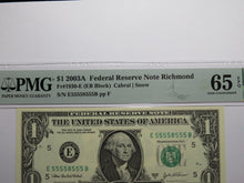 Load image into Gallery viewer, $1 2003 Near Solid Serial Number Federal Reserve Bank Note Bill UNC65 #55558555