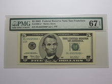 Load image into Gallery viewer, $5 2003 Federal Reserve Star Note Currency Bank Note Bill Superb Gem 67 EPQ PMG