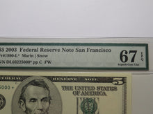 Load image into Gallery viewer, $5 2003 Federal Reserve Star Note Currency Bank Note Bill Superb Gem 67 EPQ PMG