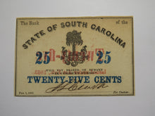 Load image into Gallery viewer, $.25 1863 Charleston South Carolina Obsolete Currency Bank Note State of SC UNC+