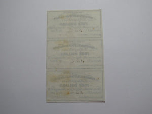$4 1861 Confederate Bond Coupon Certificate Uncut Sheet Currency Bank Note Bill