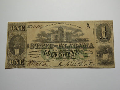 $1 1863 Montgomery Alabama Obsolete Currency Bank Note Bill! The State of AL