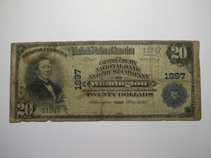 $20 1902 Wilmington Ohio OH National Currency Bank Note Bill Charter #1997 RARE