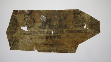 $5 18__ Lambertville New Jersey NJ Obsolete Currency Bank Note Bill Delaware