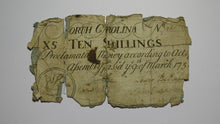 Load image into Gallery viewer, 1754 Ten Shillings North Carolina NC Colonial Currency Note Bill RARE 10s
