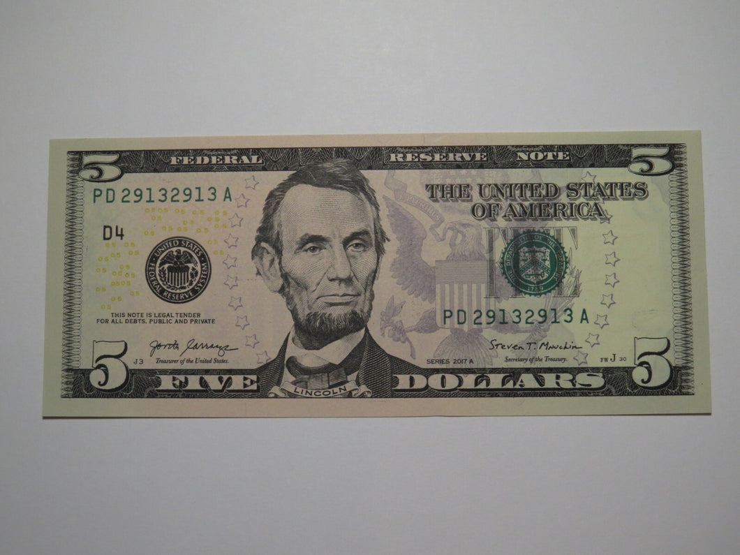 $5 2017 Repeater Serial Number Federal Reserve Currency Bank Note Bill #29132913