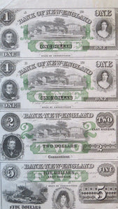 $1-$1-$2-$5 1865 East Haddam Connecticut Obsolete Currency Uncut Sheet Bank Note