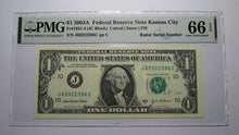 Load image into Gallery viewer, $1 2003 Radar Serial Number Federal Reserve Currency Bank Note Bill PMG UNC66EPQ