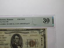 Load image into Gallery viewer, $5 1929 Horton Kansas KS National Currency Bank Note Bill Ch. #3810 VF30