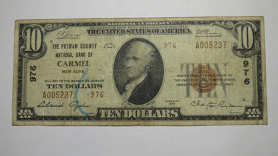 $10 1929 Carmel New York NY National Currency Bank Note Bill Ch. #976 FINE