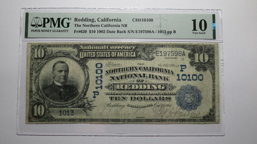 $10 1902 Redding California CA National Currency Bank Note Bill #10100 VG10 PMG