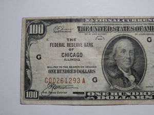 $100 1929 Chicago Illinois IL National Currency Note Federal Reserve Bank VF