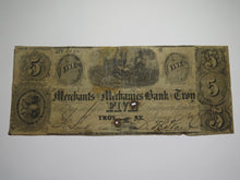 Load image into Gallery viewer, $5 1864 Troy New York Obsolete Currency Bank Note Bill -Merchants Mechanics Bank