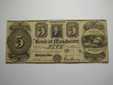 $5 1837 Manchester Michigan Obsolete Currency Bank Note Bill! Bank of Manchester
