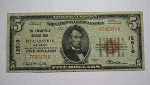 $5 1929 Pleasantville New Jersey NJ National Currency Bank Note Bill `#12510 VF