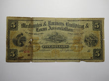 Load image into Gallery viewer, $5 1873 Columbia South Carolina SC Obsolete Currency Bank Note Building &amp; Loan