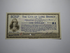 $1 1934 Long Branch New Jersey NJ Obsolete Currency Bank Note Scrip City of LB!