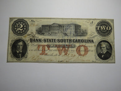 $2 1861 Charleston South Carolina SC Obsolete Currency Bank Note Bill Bank of SC
