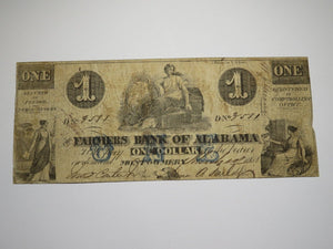 $1 1862 Montgomery Alabama Obsolete Currency Bank Note Bill Farmers Bank of AL