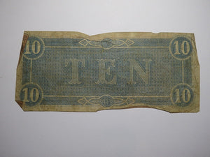 $10 1864 Richmond Virginia VA Confederate Currency Bank Note Bill T68 Good