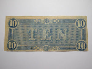 $10 1864 Richmond Virginia VA Confederate Currency Bank Note Bill RARE T68 VF