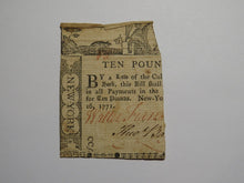 Load image into Gallery viewer, 1771 Ten Pounds New York NY Colonial Currency Bank Note Bill RARE ISSUE 10