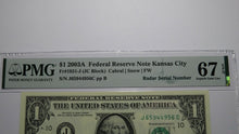 Load image into Gallery viewer, $1 2003 Radar Serial Number Federal Reserve Currency Bank Note Bill PMG UNC67EPQ