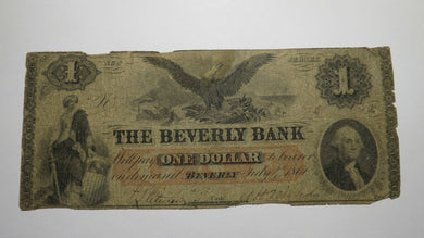$1 1861 Beverly New Jersey NJ Obsolete Currency Bank Note Bill! Beverly Bank!