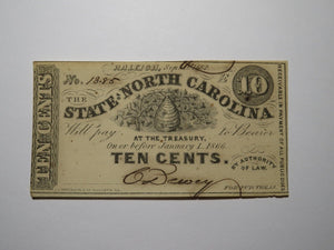 $.10 1862 Raleigh North Carolina Obsolete Currency Bank Note Bill NC State UNC+