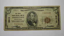 Load image into Gallery viewer, $5 1929 Johnstown Pennsylvania National Currency Bank Note Bill #5913 Forbidden