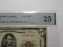 Load image into Gallery viewer, $5 1929 Hickory North Carolina National Currency Bank Note Bill #4597 VF25