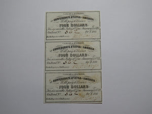 $4 1861 Confederate Bond Coupon Certificate Uncut Sheet Currency Bank Note Bill