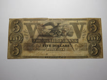 Load image into Gallery viewer, $5 1852 Scituate Rhode Island Obsolete Currency Bank Note Bill The Hamilton Bank