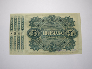$5 1875 State of Louisiana Baby Bond Obsolete Currency Bank Note Bill UNC++