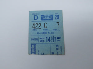 November 14, 1979 New York Rangers Vs. Detroit Red Wings NHL Hockey Ticket Stub