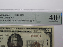 Load image into Gallery viewer, $20 1929 Paola Kansas KS National Currency Bank Note Bill Ch. #3350 XF40 PMG