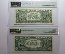Load image into Gallery viewer, 2 $1 1969 &amp; 2003 Matching Radar Serial Numbers Federal Reserve Bank Note Bills