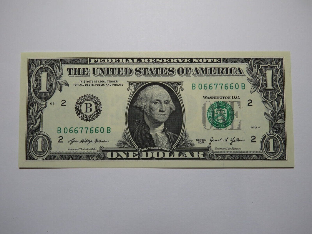 $1 2021 Radar Serial Number Federal Reserve Currency Bank Note Bill UNC++++