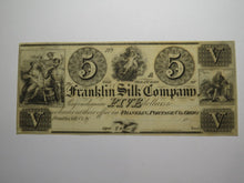Load image into Gallery viewer, $5 18__ Franklin Ohio OH Obsolete Currency Bank Note Bill Silk Company UNC+++