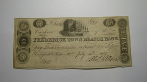 $5 1837 Greenfield Mills Maryland MD Obsolete Currency Bank Note Bill! Frederick
