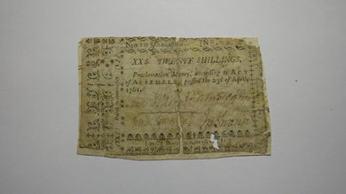 1761 Twenty Shillings North Carolina NC Colonial Currency Note Bill RARE 20s