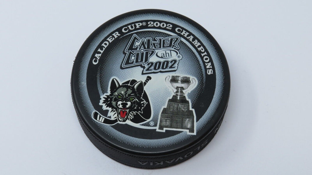 2002 Calder Cup Champions Chicago Wolves AHL Official Game Hockey Puck RARE!